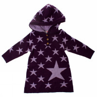 WOOL MINI KNIT LS STAR DRESS